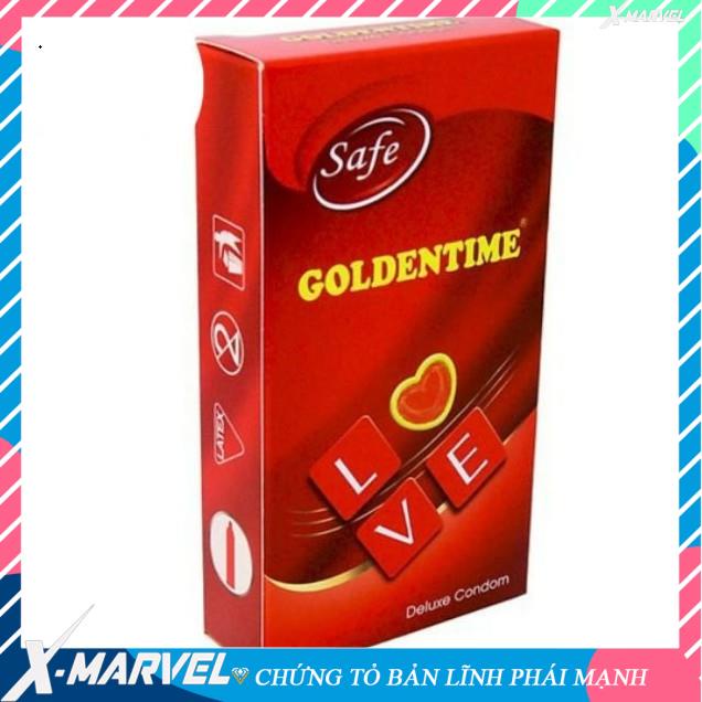 Bao cao su giá rẻ tiết kiệm nhiều gel bôi trơn- hộp 10 chiếc Golden Time trơn XMARVEL