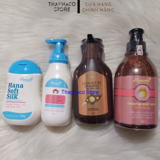 Combo Hana Soft Silk - Sữa Tắm Gội Thảo Dược Em Bé Hanayuki - Dầu Gội Hanayuki Shampoo - Sữa Tắm Hanayuki Body Wash