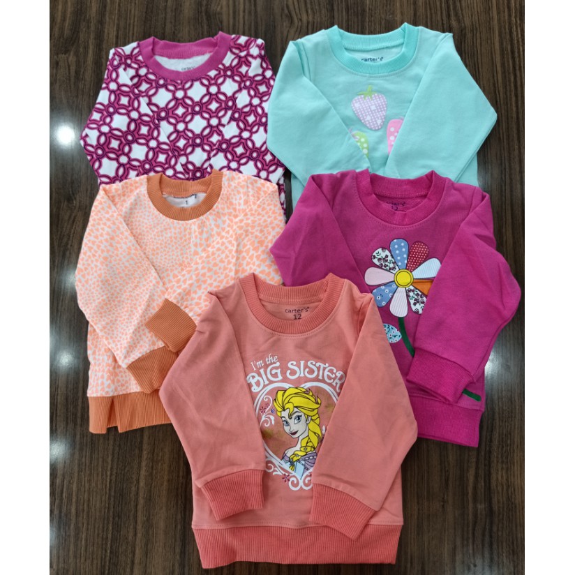 Áo nỉ da cá dài tay hãng Cater cho bé gái size 1-8