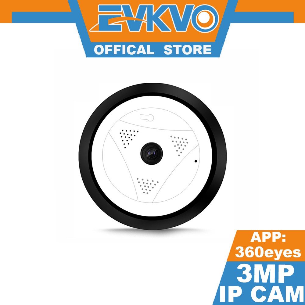 EVKVO - 360eyes APP WIreless HD 3MP WIFI Dome IP Camera CCTV Ống kính mắt cá toàn cảnh 360 độ VR Camera CCTV IR Night Vision Two Way Audio Motion Detection Alarm Baby Monitor Home Security Surveillance