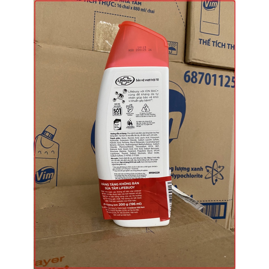 SỮA TẮM LIFEBUOY BẢO VỆ VƯỢT TRỘI CHAI 200G ( HÀNG KHUYẾN MÃI )