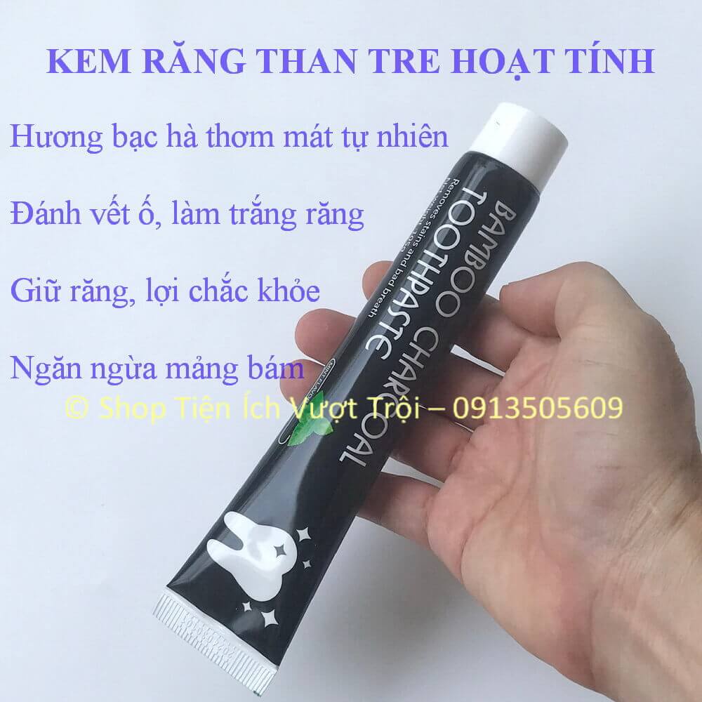 Kem đánh trắng răng than tre hoạt tính, thành phần tự nhiên, trắng răng, hơi thở thơm tho-Shop Tiện Ích Vượt Trội