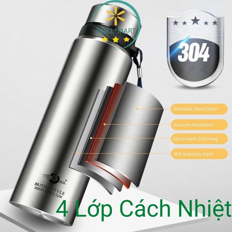 Bình giữ nhiệt inox cao cấp 4 lớp có nắp lọc trà lõi thép chống gỉ 800ml DUYÊN CƯỜNG 102