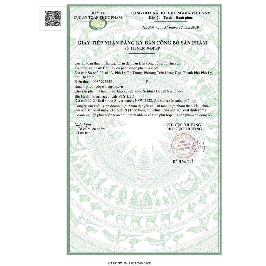 Siro Ho Selituss - hỗ trợ đường hô hấp khỏe mạnh, chai 100ml - Health Pharmacy