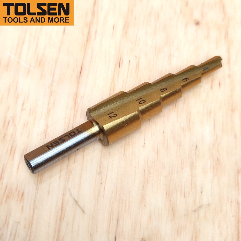 Mũi khoan tháp từng bước 4mm tới 12mm TOLSEN HSS Titanium 75871