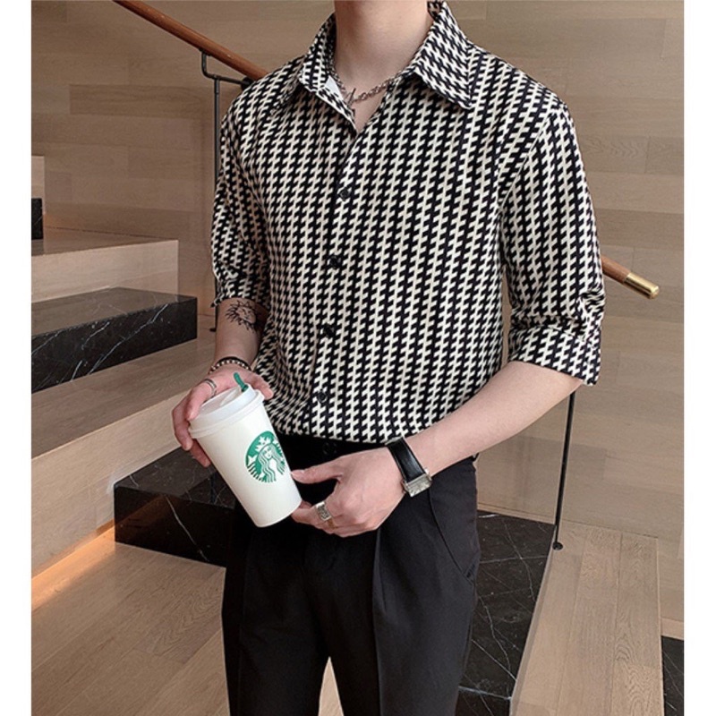 Áo Sơ Mi Kẻ Tay Lỡ