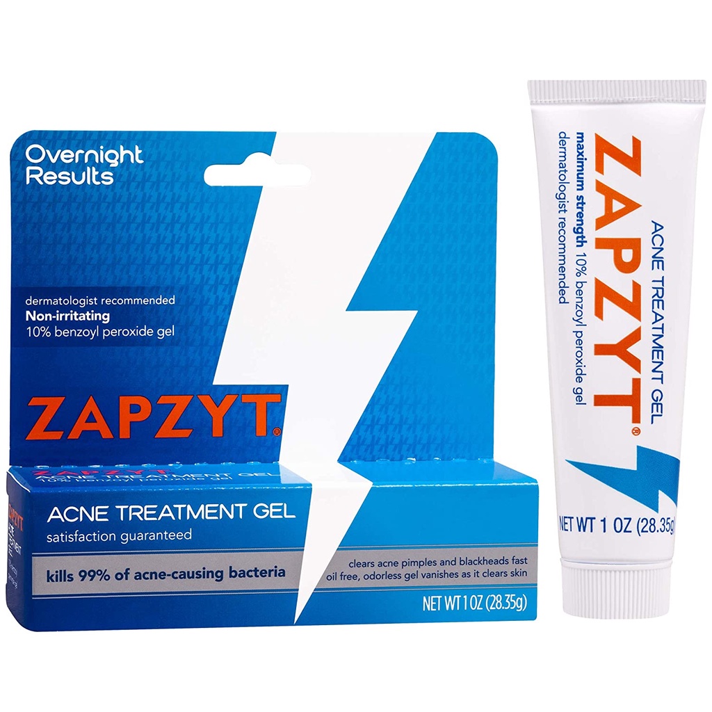 Zapzyt - Combo sữa rửa mặt và chấm mụn Zapzyt Maximum Strength 10% Benzoyl Peroxide Acne Treatment Gel