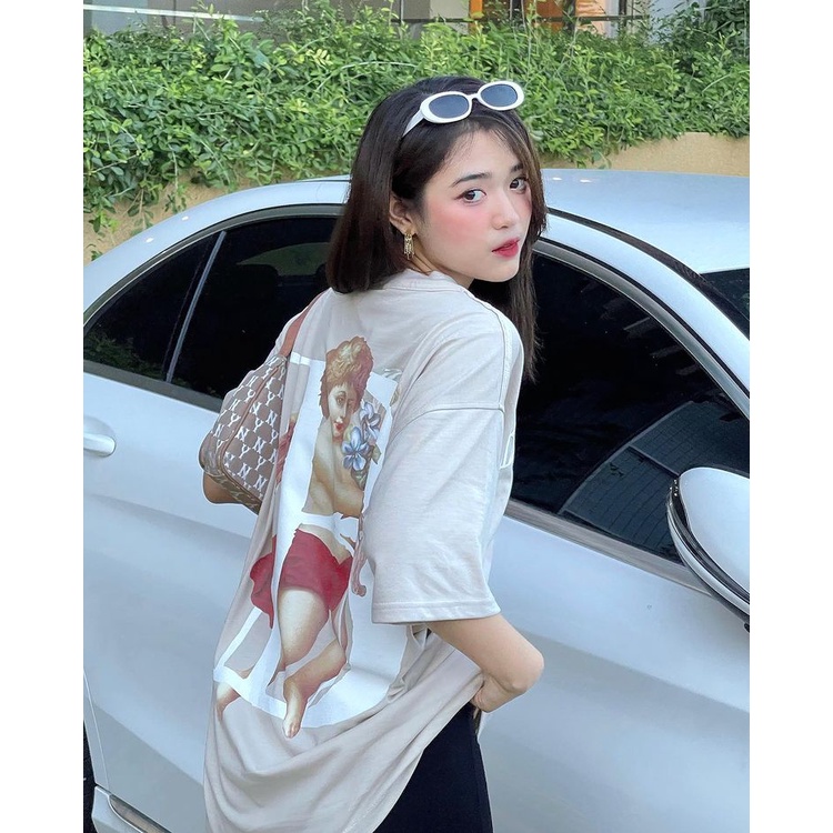 Áo thun BOBUI thiên thần B màu kem, đen xam chuẩn REAL full tag túi