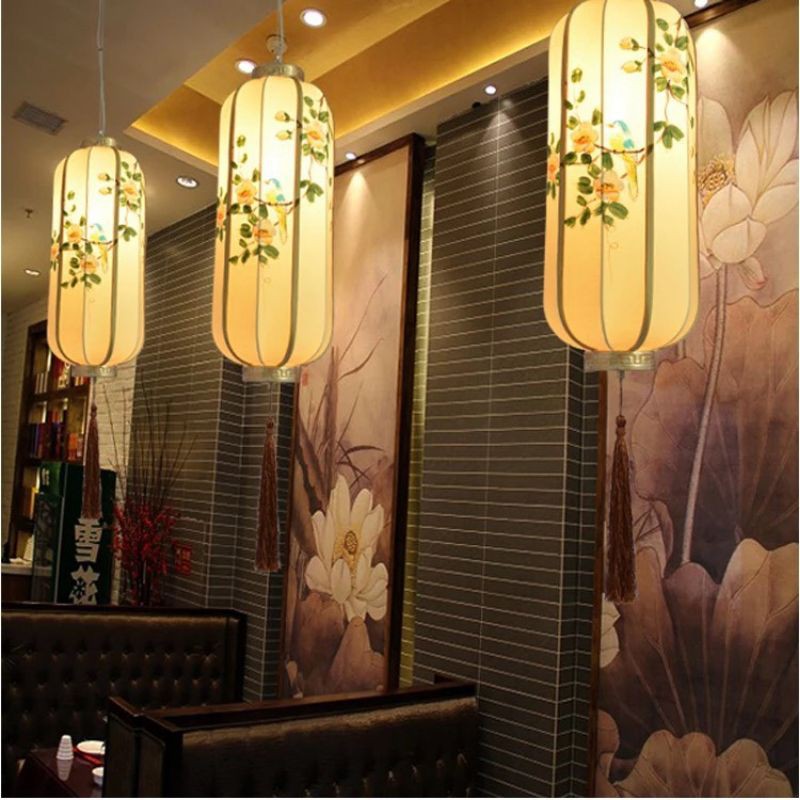 Đèn trụ Hội An vẽ khung sắt 50cm