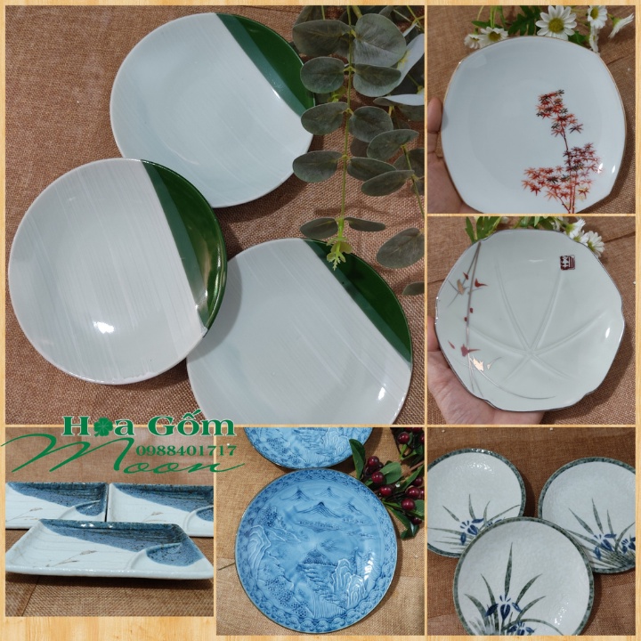 Đĩa Gốm Sứ Nhật Nhiều Họa Tiết -Size Trung- Nhiều Mẫu