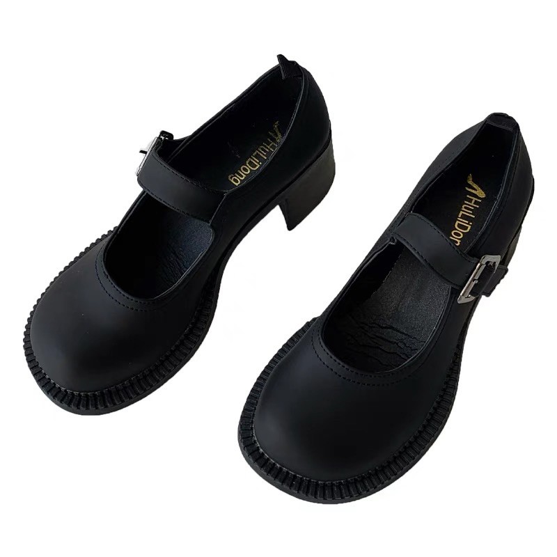 Giày búp bê có quai cao gót đen vintage công chúa ulzzang Hàn Quốc [Yannie]