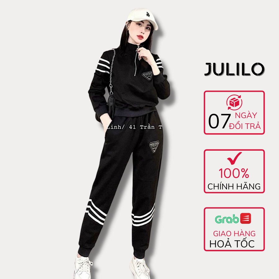 Set Thể Thao Nữ Phối Viền JULILO, Bộ Quần Áo Thể Thao Nữ - Mã 161