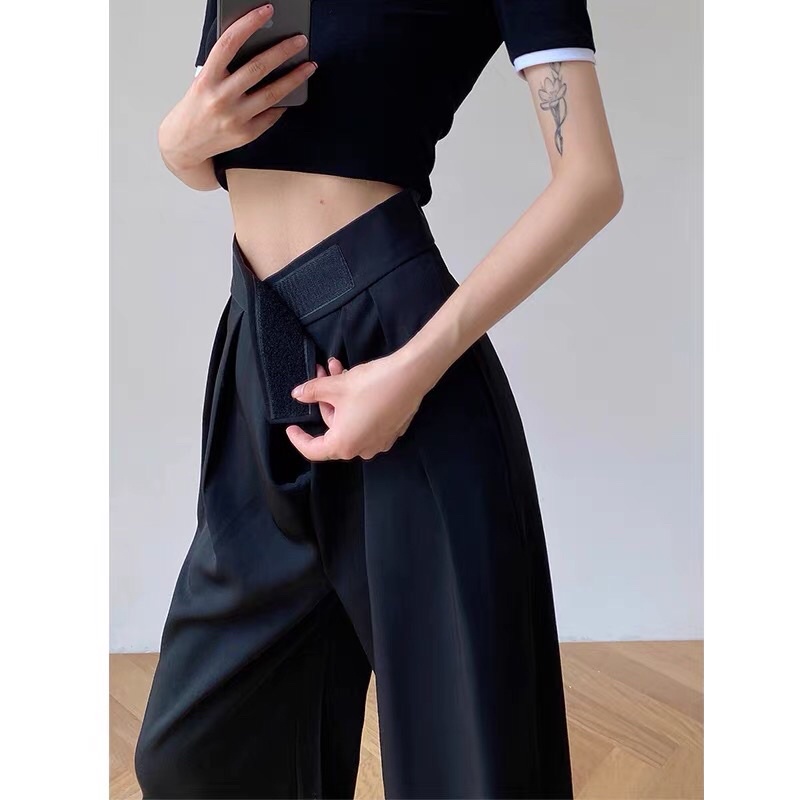 quần ống suông eo dán
