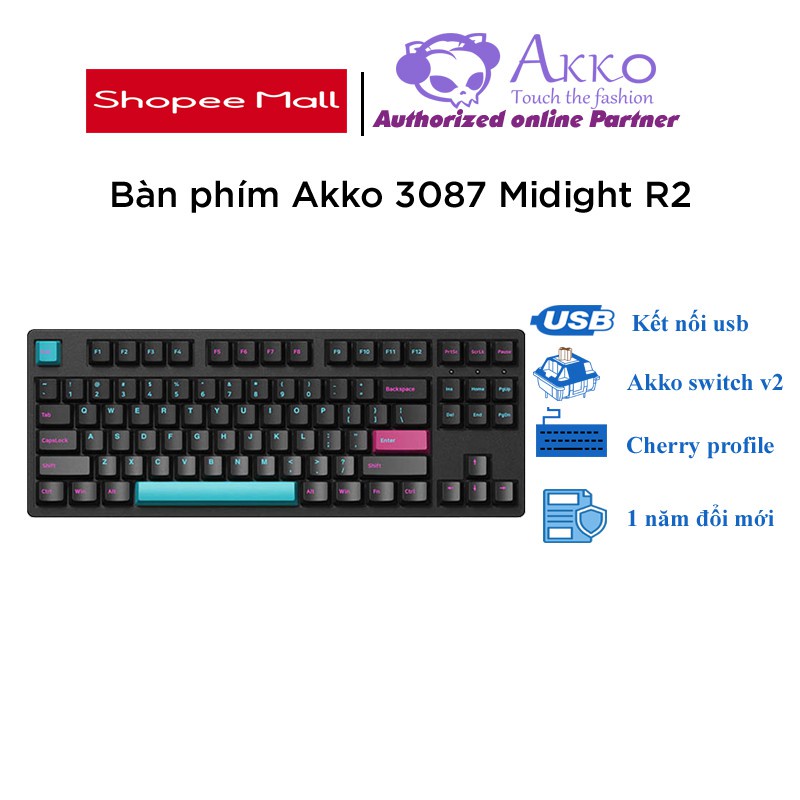 Bàn phím cơ AKKO 3087 DS Midnight R2 (Akko sw v2) - Cổng USB