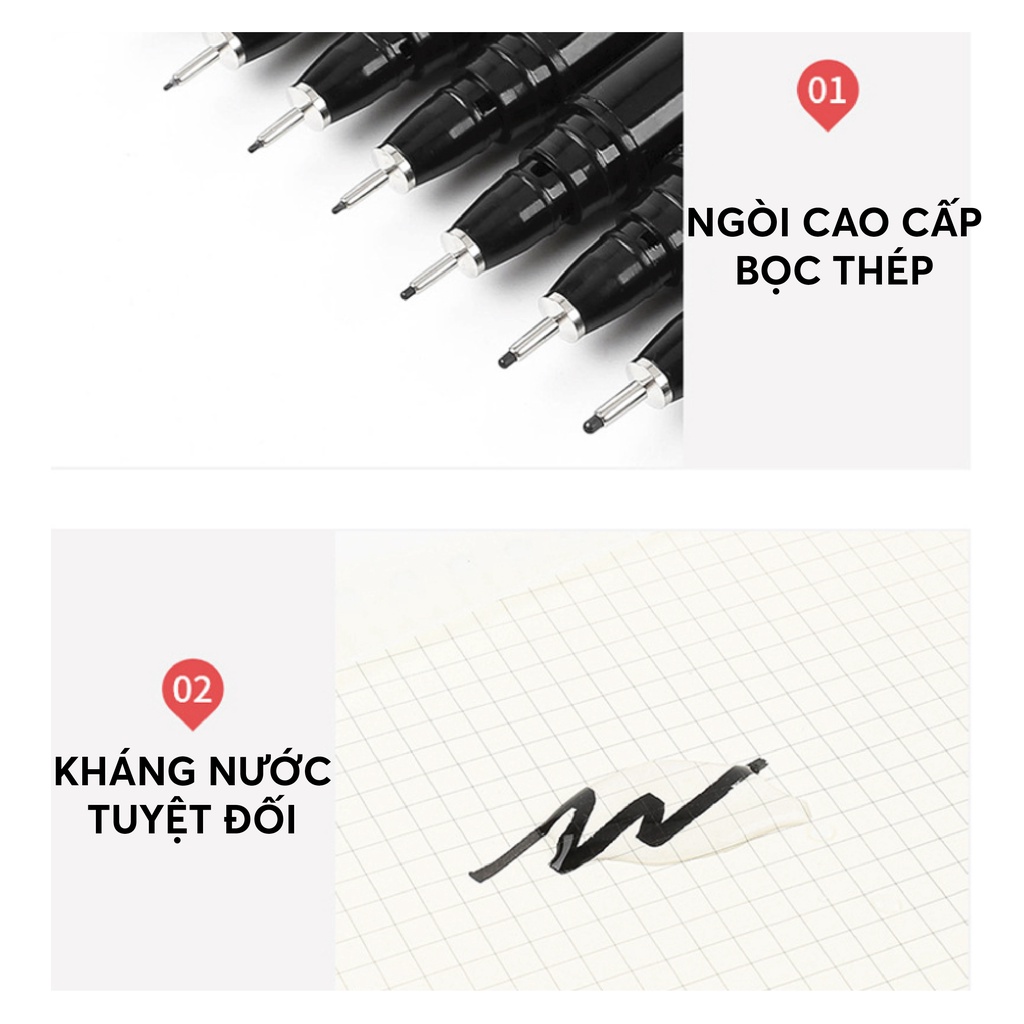 Bút line đi nét kháng nuớc cao cấp MICRON GRAPHIC đi nét kháng nước, bút kỹ thuật, bút đầu kim