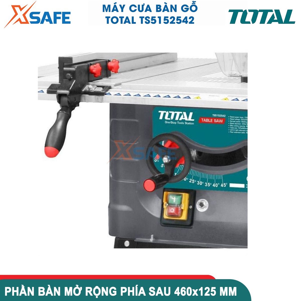 Máy cưa bàn 1500W TOTAL TS5152542 tốc độ không tải 4500rpm, kích thước lưỡi 254mm, 4 chân đế thép - chính hãng