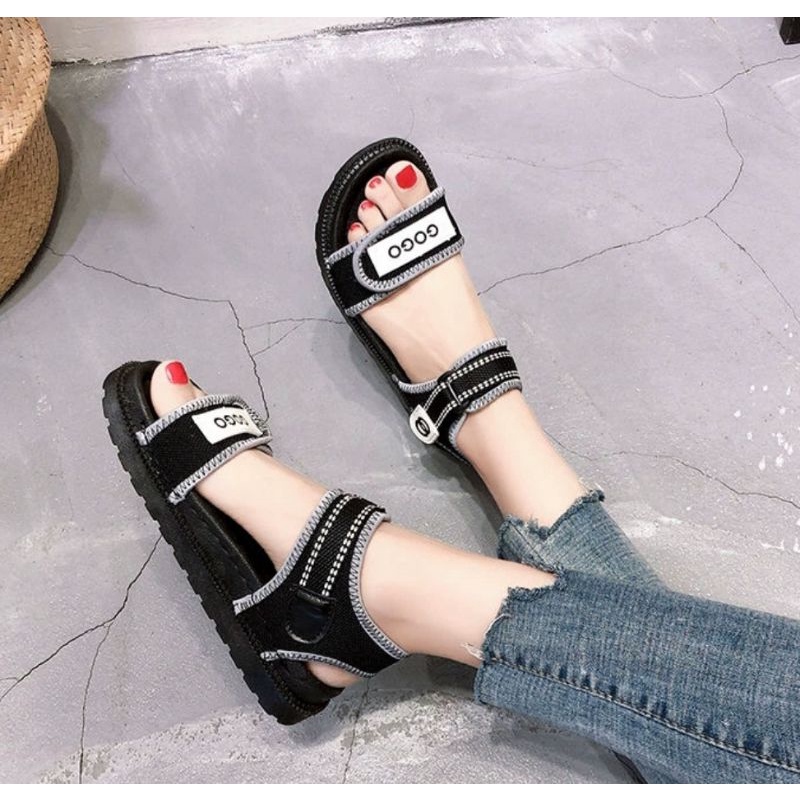 Sandal học sinh nữ quai ngang chữ gogo siêu bền đẹp mã HV15