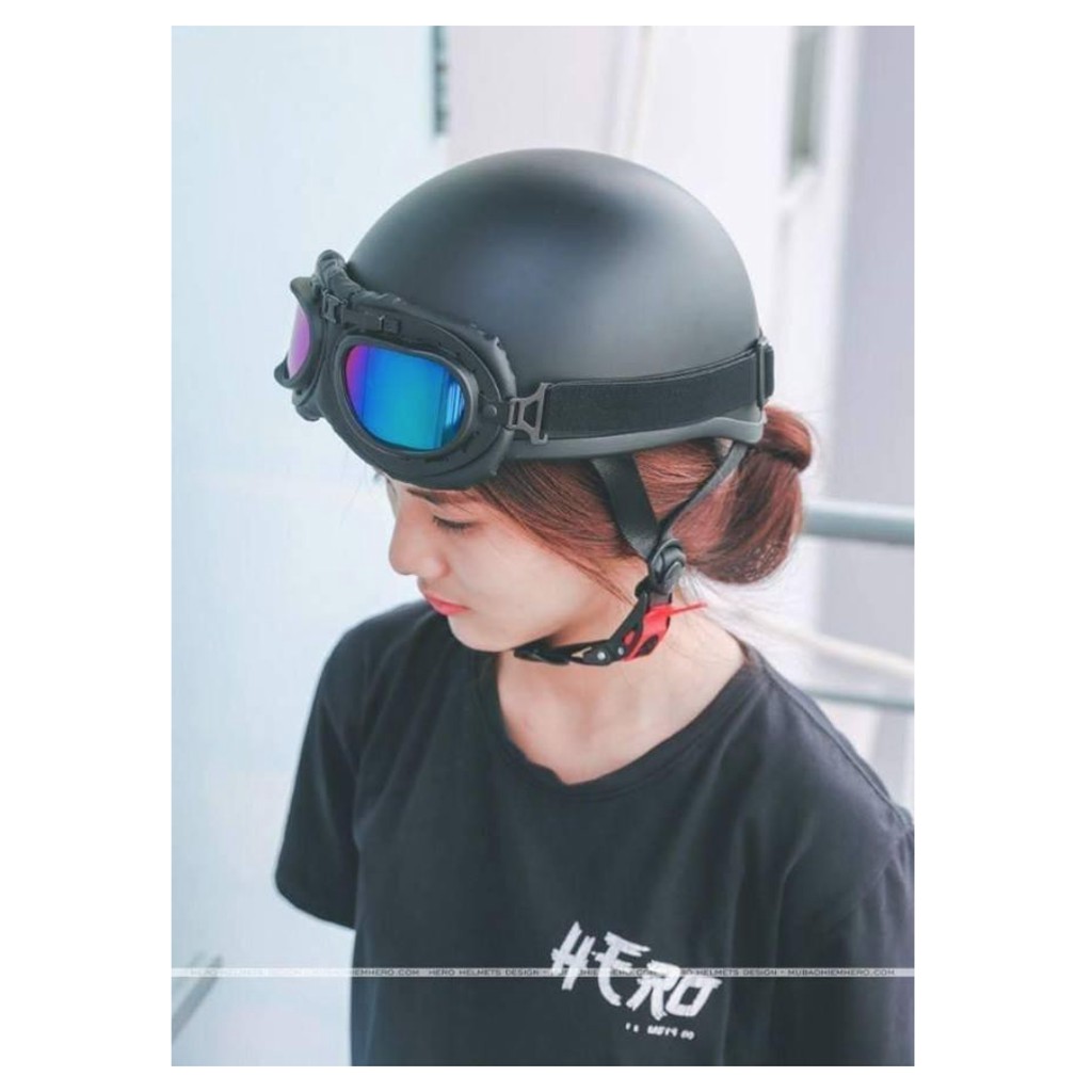 Nón Bảo Hiểm nửa đầu 1/2 đen trơn