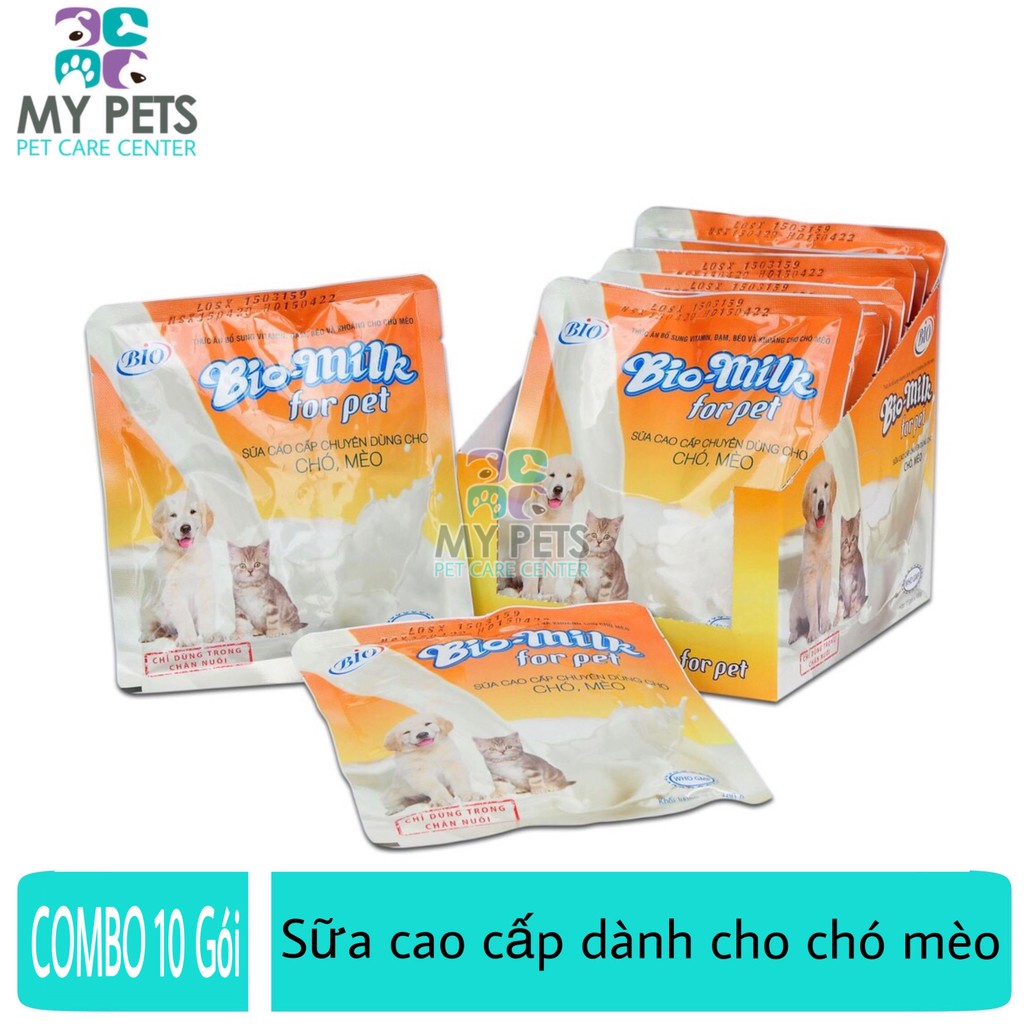 (COMBO 10 Gói) Sữa dinh dưỡng cho chó mèo Bio Milk hàm lượng dinh dưỡng đậm đặc, dễ tiêu hoá và hấp thu