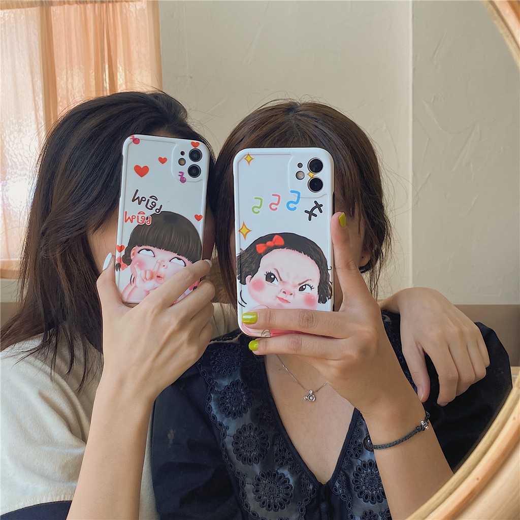 Soft Plastic Phone Cases Cute Couple cartoon Funny girl Case suitable for iPhone11 PRO MAX 7/8plus SE2020 X/XS XR XSMAX