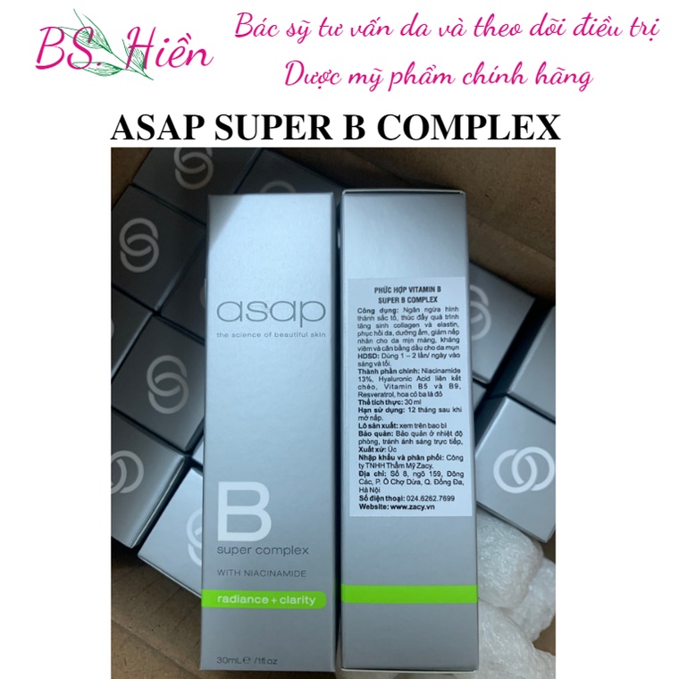 Tinh Chất Giảm Nếp Nhăn, Dưỡng Sáng Da Ngừa Mụn ASAP B Super Complex With Niacinamide - 30ml