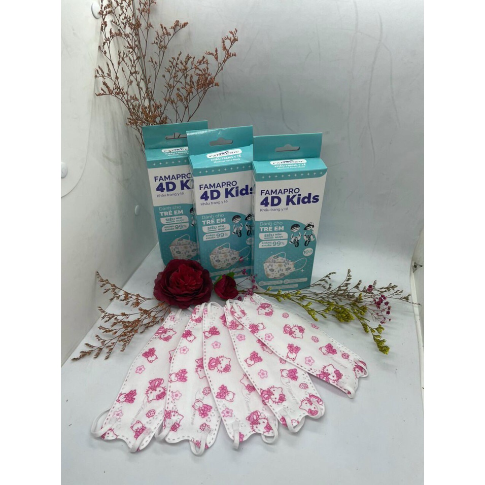 5 Gói - Combo 50 Khẩu trang y tế trẻ em 4D KF94 Famapro Kids / Tuấn Huy TH Mask 4 lớp in hình -  Cho bé từ 3 đến 10 tuổi