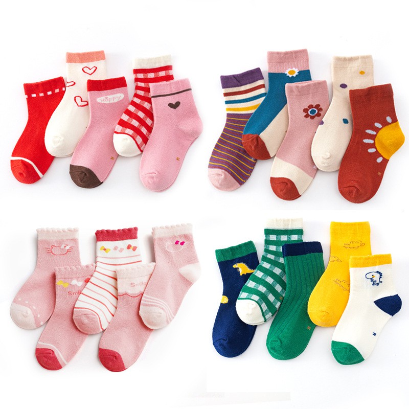 Tất Cho Bé Từ 12 Tháng Đến 6 Tuổi Set 5 Đôi Dễ Thương,Co Giãn Thoải Mái