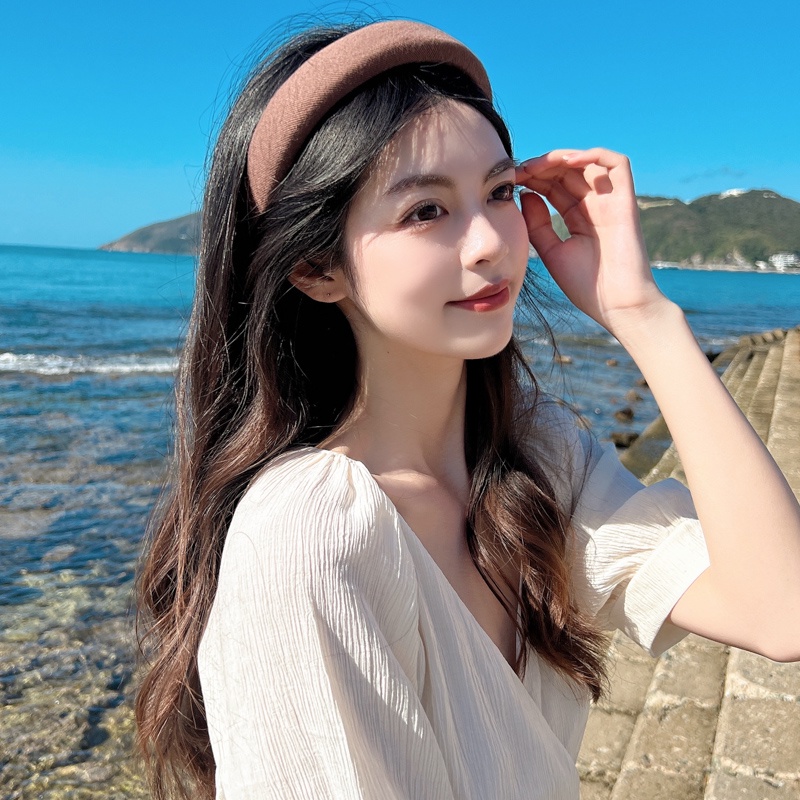 Băng Đô Cài Tóc Đính Hoa Màu Xanh Dương Thời Trang Hàn Quốc Xinh Xắn Cho Nữ