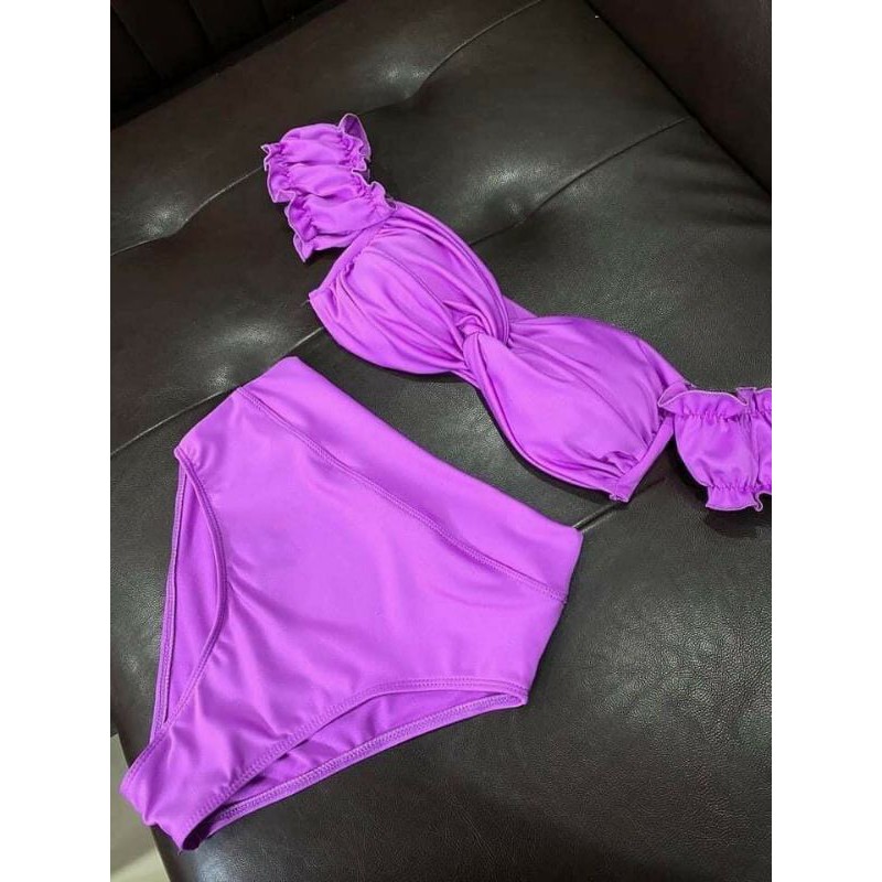 [Hàng Sẵn ]Bikini đồ bơi 2 mảnh xoắn ngực tay trễ vai