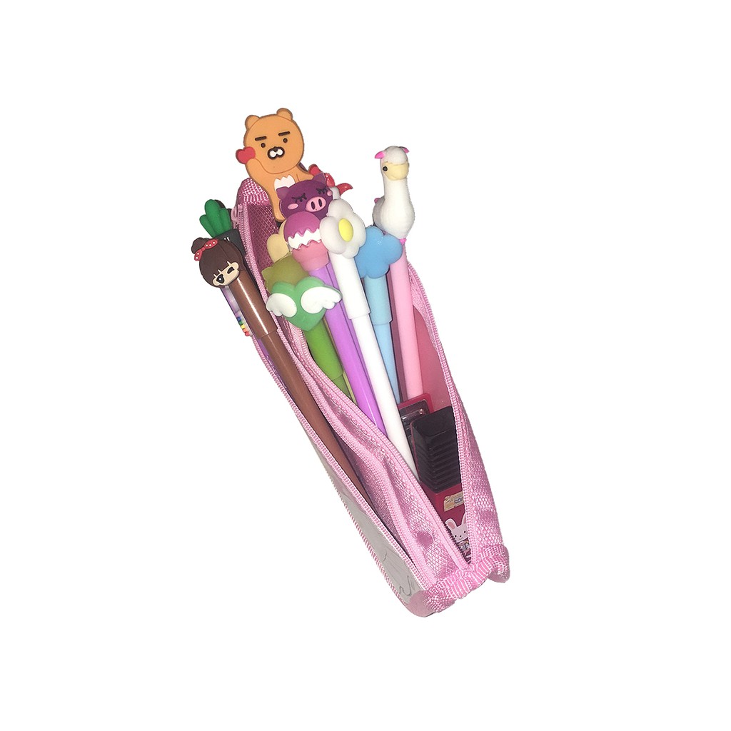 [ Xả kho giá rẻ ] Hộp đựng bút 2 ngăn màu hồng in hình công chúa cho bé gái +Tặng kèm 01 bút nước hình con vật kute