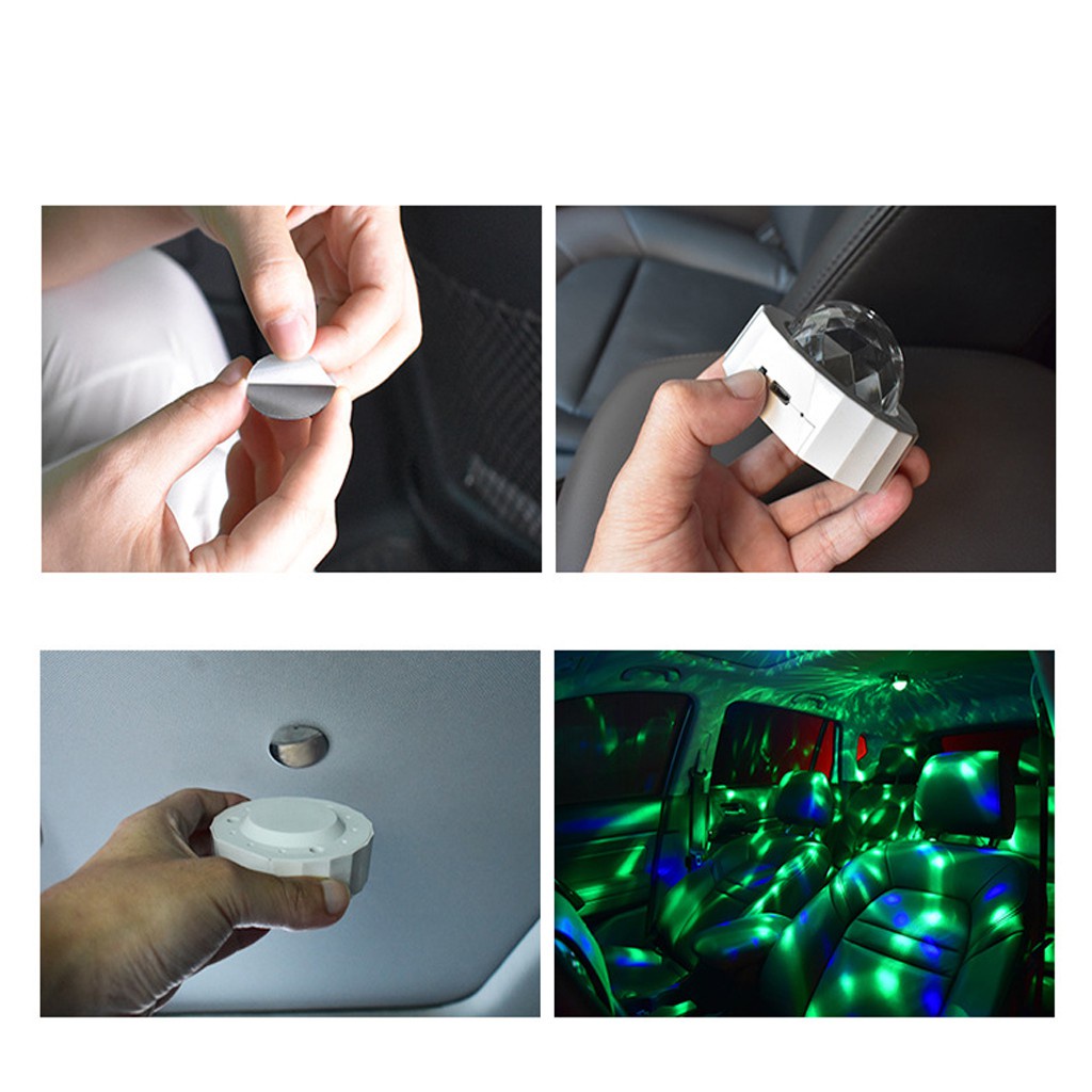 Đèn Led Gắn Trần Xe Ô Tô Tự Động Nhấp Nháy Cảm Biến Theo Nhạc Sạc Pin Cổng USB