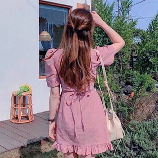 Đầm váy tay lỡ thắt eo 2 màu (kèm hình thật)