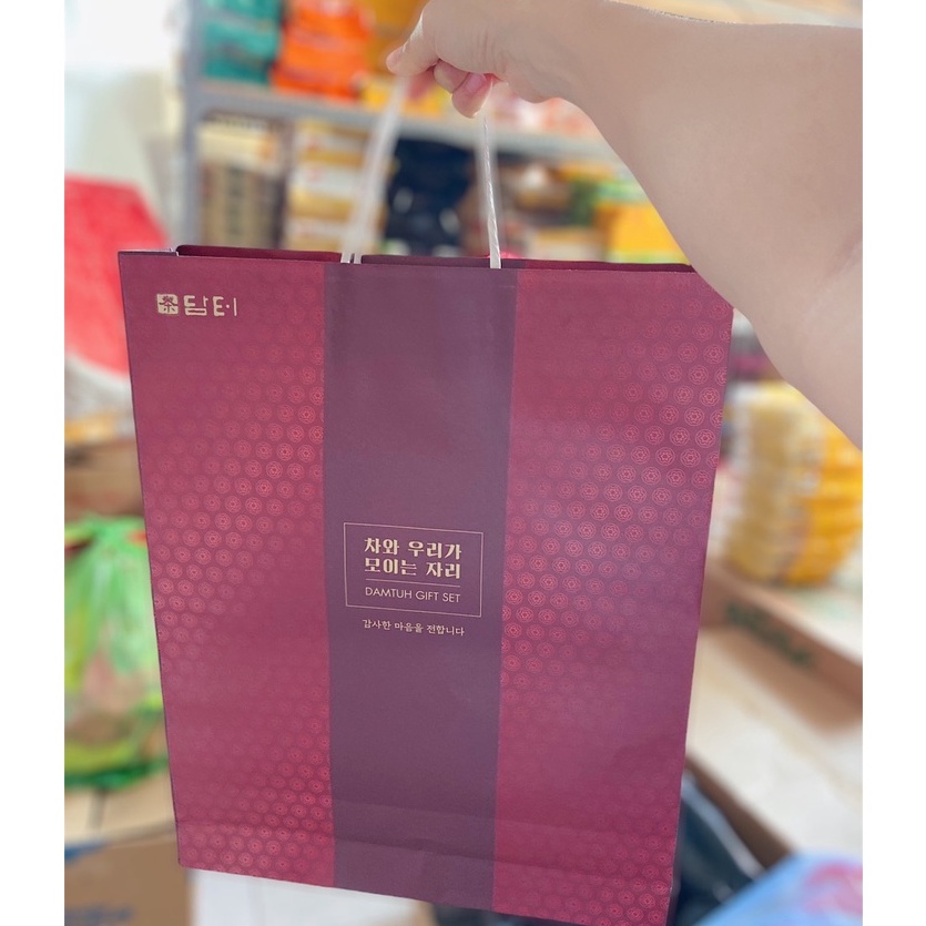 [Giỏ quà tặng lớn] Set 4 hộp ngũ cốc &amp; trà dinh dưỡng Damtuh Hàn Quốc biếu tết sang trọng
