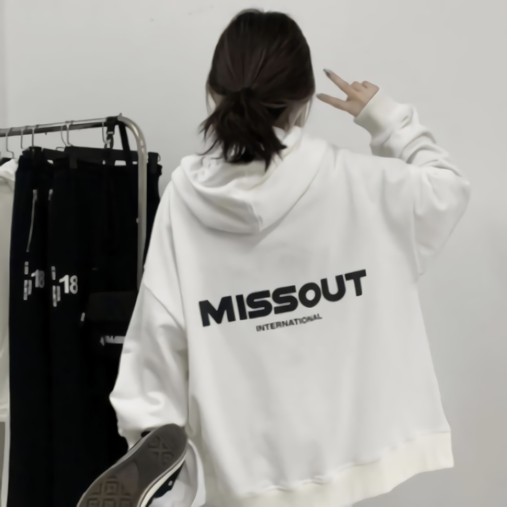 ÁO KHOÁC NỈ HOODIE NỮ PHÔNG FORM RỘNG CÁ TÍNH FREESIZE IN MISS OUT