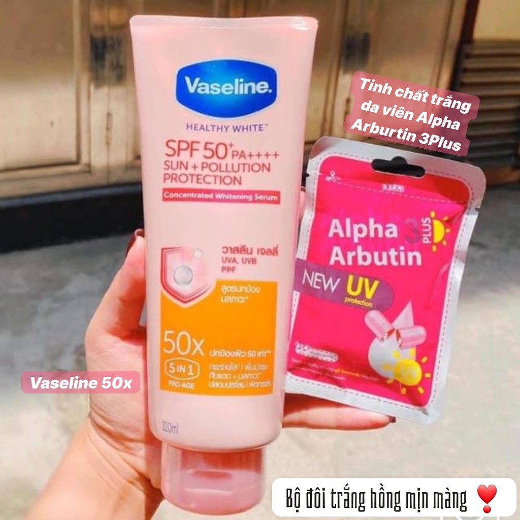 [combo] Sữa Dưỡng Thể Trắng Da Vaseline 50x SPF 50 PA++++ Thái Lan, Dưỡng Trắng Gấp 50 Lần, Dưỡng Ẩm, 320ml- Vala Store