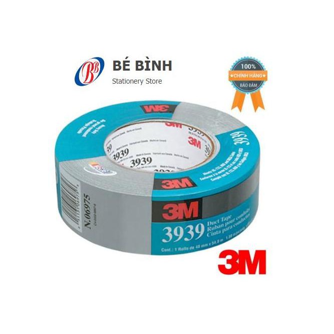 BĂNG KEO VẢI 3M 3939 DUCT TAPE MÀU BẠC, DÁN ĐA NĂNG (48mm x 54.8m)