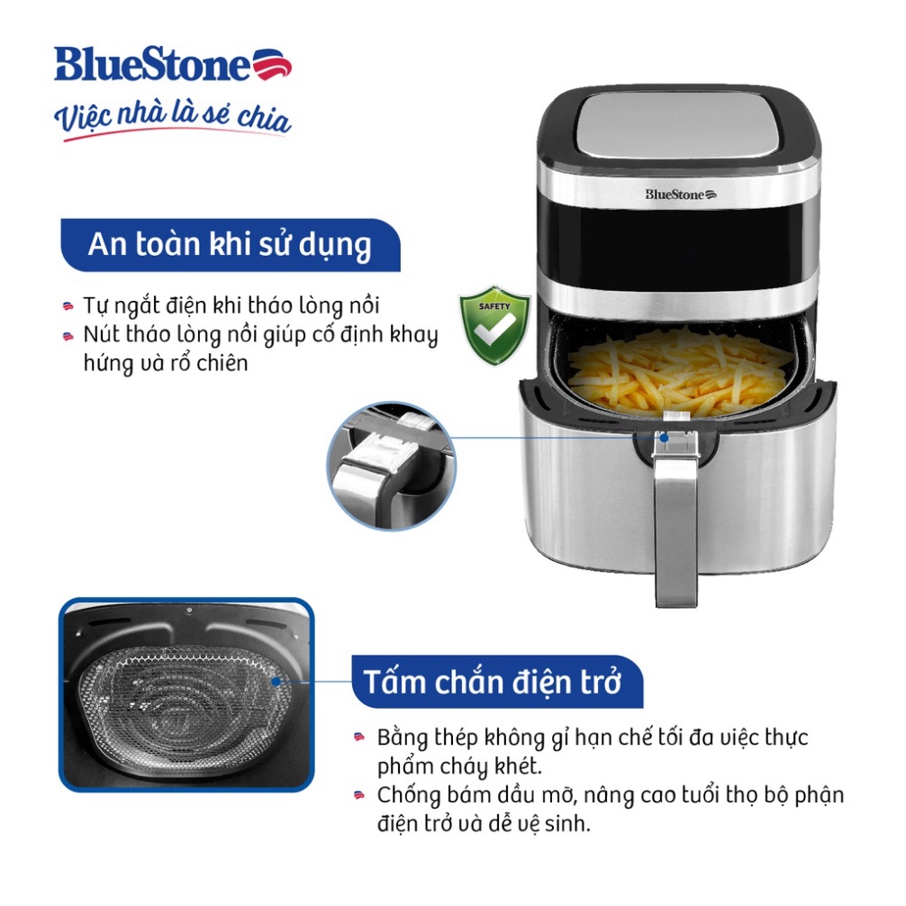 Nồi chiên không dầu điện tử 6.5L BlueStone AFB-5885-Hàng Chính Hãng BH 24 Tháng.