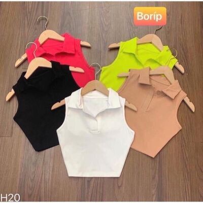 Áo cổ đức sát nách dáng croptop