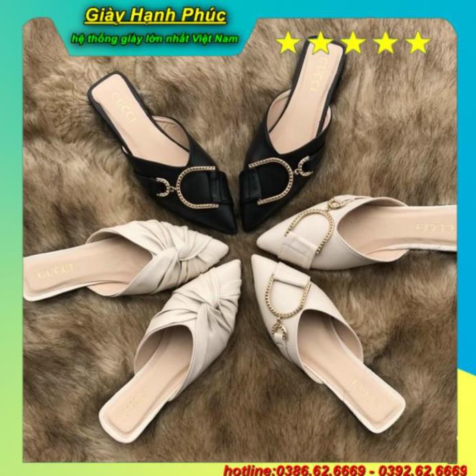 [ HOT NHẤT BÂY GIỜ] giày đạp gót nữ da mũi nhọn