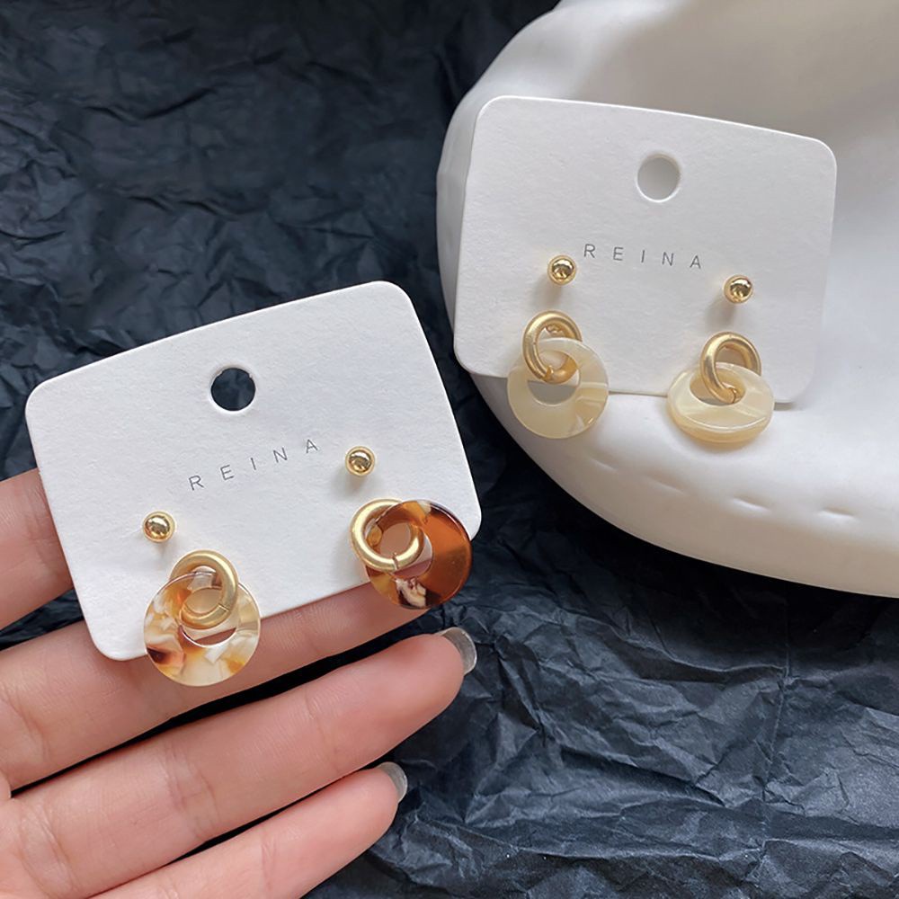 Khuyên tai tròn làm từ hợp kim acrylic nhiều màu sắc tinh tế phong cách Hàn Quốc cho nữ