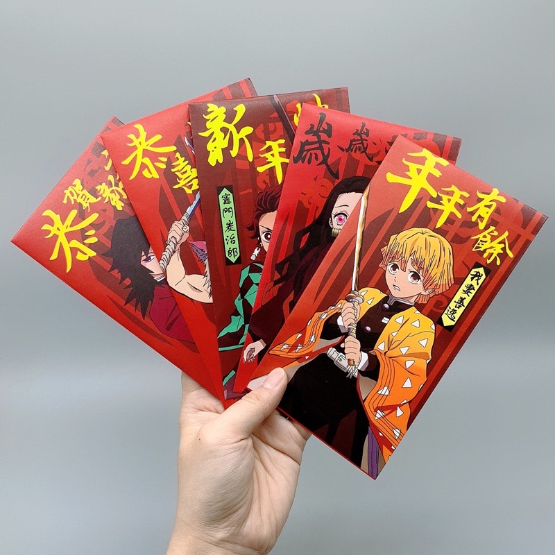 Set 5c lì xì Kimetsu no yaiba - Lì xì anime - Lì xì Tết 2023