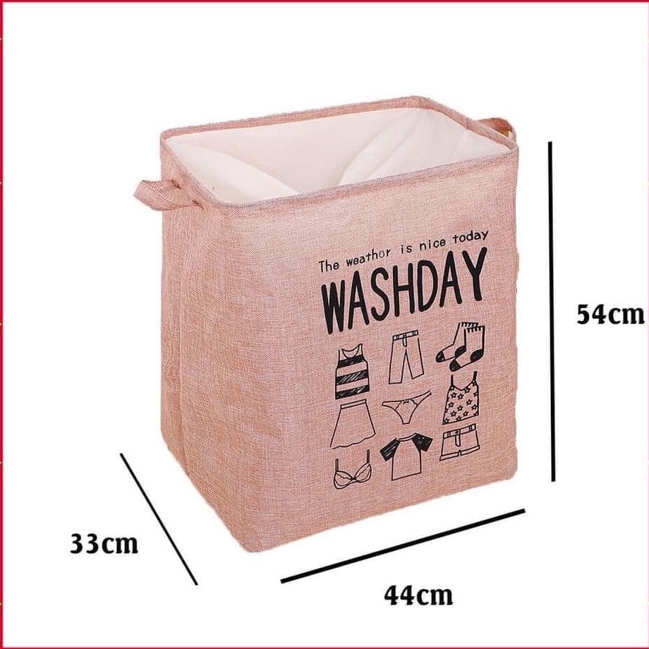 Túi Đựng Chăn Màn Quần Áo Bằng Vải WASHDAY 75L -Giỏ Vải Cỡ Lớn Có Khung Thép Và Quai Xách,Có Thể Gấp Gọn 88307 SIÊUTHI88