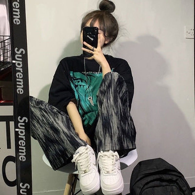 Set Áo Thun Ngắn Tay Và Quần Short Ống Rộng Họa Tiết Caro Thời Trang Cho Nữ