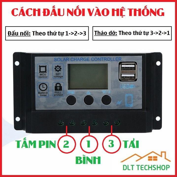 PWM Điều Khiển Tấm Pin Năng Lượng Mặt Trời 40A 12V-24V 2 cổng USB 5v-2A