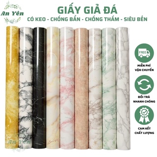 Giấy dán tường khổ 1m2 PVC dày chống thấm nước họa tiết giả đá hoa cương,giấy dán tường phủ pvc kèm keo dán chống ẩm mốc