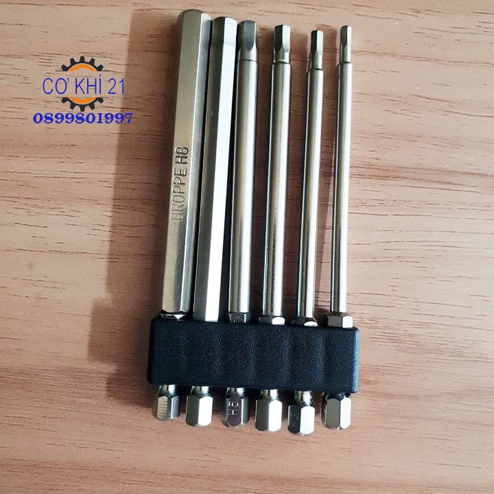 Bộ 6 đầu lục giác dài 100mm dành cho khoan, máy bắn vít