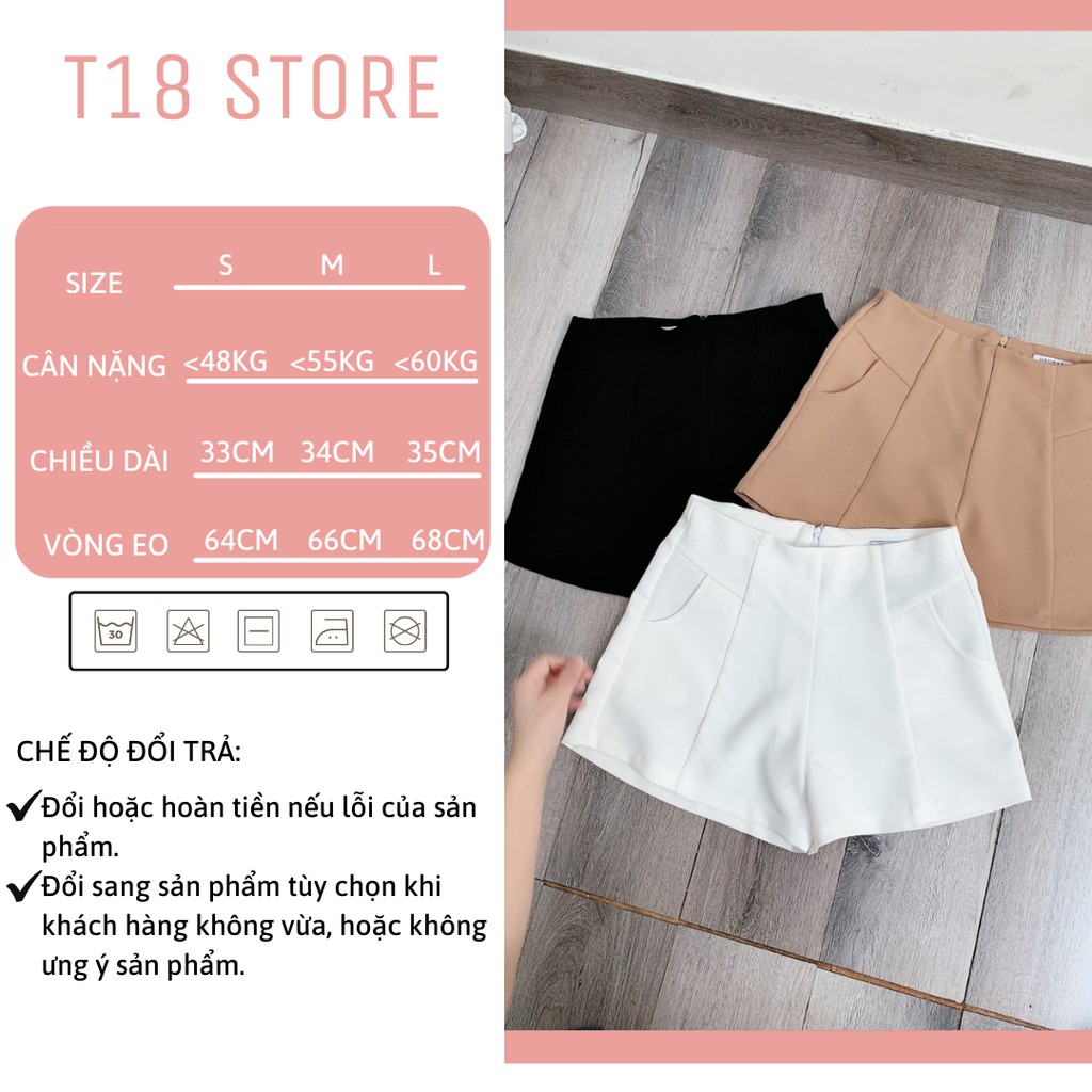 Quần đùi nữ short đũi trắng đen sooc nữ cạp chun ulzzang T18STORE QD05