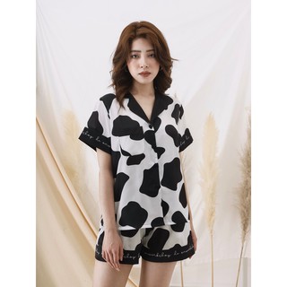 Set Pyjama bò sữa lụa in ACQC cao cấp