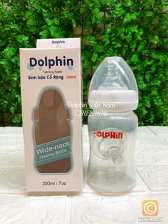 (Tặng thêm 1 núm) Bình sữa cổ rộng Dolphin 200ml/300ml