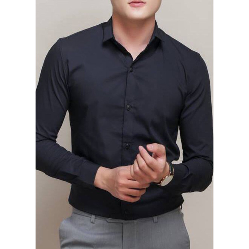 Áo sơ mi nam nữ dài tay Unisex Basic TRƠN Form rộng màu trắng và đen Chất cotton lụa mịn mát Bigsize | BigBuy360 - bigbuy360.vn